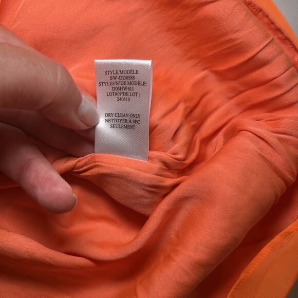 HELMUT LANG Silk Blend Layered Sleeveless Dress Orange Chroma Drape Womens 8 EUC - Picture 10 of 12